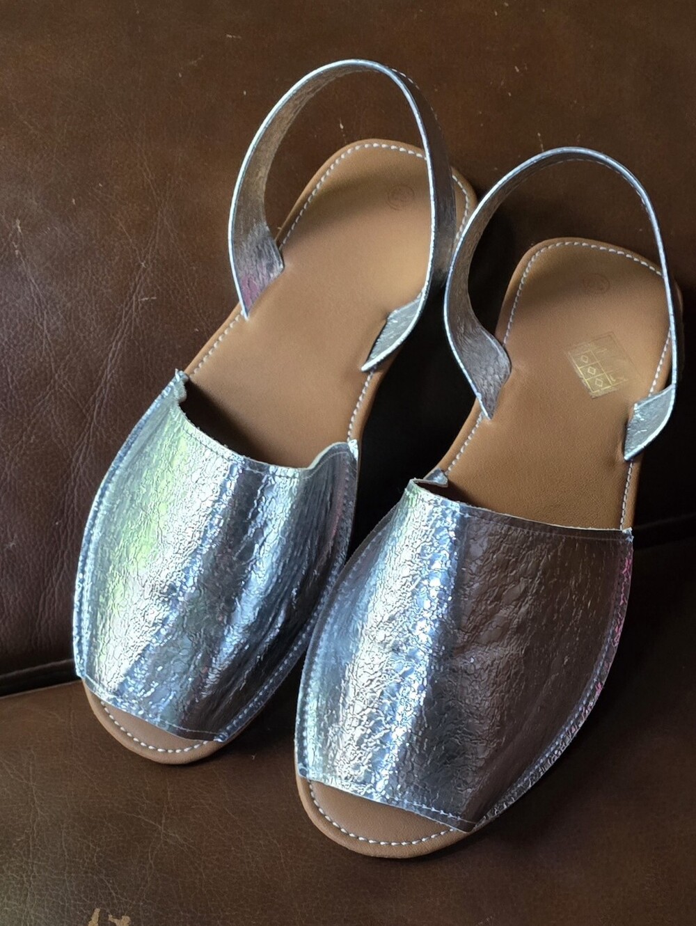 Source Unknown Iridescent Silver Slingback Sandals